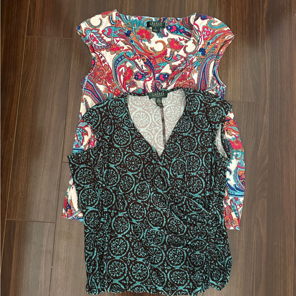 Lauren Ralph Lauren Paisley & Teal Print Midi Dress Duo